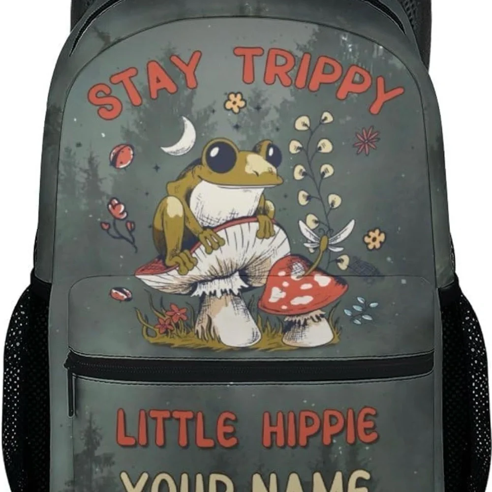 New Stay Trippy Little Hippie Backpack with frog and mushrooms 🐸🍄 - Picture 6 of 7